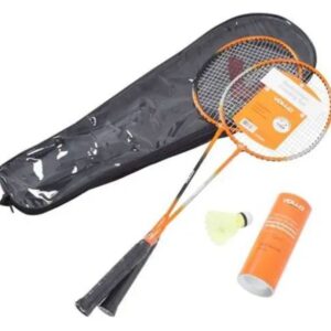 Kit Badminton 2 Raquetes 3 Petecas E Bolsa Vollo, Laranja