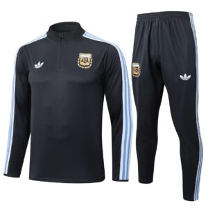 Conjunto Argentina Premium masculino preto com jaqueta e calça esportiva