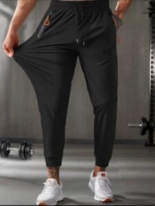 Calça masculina elastano malha chinesa preta esportiva