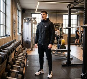 Casaco corta vento masculino Nike preto forrado com capuz
