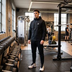 Casaco corta vento masculino Nike preto forrado com capuz