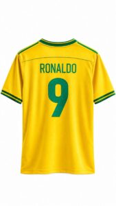 Camisa retrô da Seleção Brasileira Ronaldo Fenômeno número 9 modelo tailandês 1.1