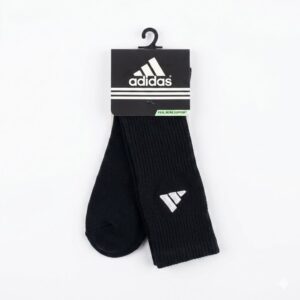 Meia Adidas preta bordada cano alto esportiva