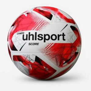 Bola de futebol campo Uhlsport Score branca, preta e vermelha tamanho 5 oficial.