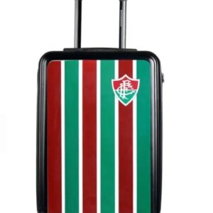 Mala de bordo oficial Fluminense FFC preta com detalhes grená e rodas 360 graus