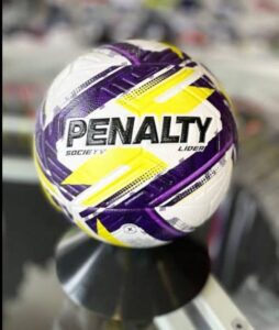 Bola Society Penalty Líder N4 XXVI branca, roxa e amarela para futebol society