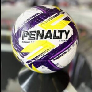 Bola Society Penalty Líder N4 XXVI branca, roxa e amarela para futebol society
