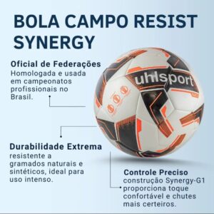 Bola de futebol Uhlsport Resist Synergy Pro branca preta e laranja tamanho 5
