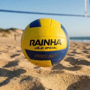 Bola de vôlei oficial Rainha Pró 2.0 amarela para quadra e praia