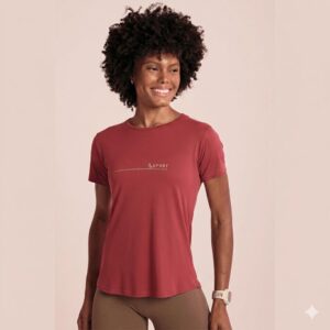 T-Shirt feminina fitness em poliamida biodegradável com proteção UV50+