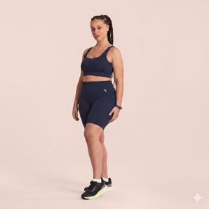 Bermuda biker feminina Lupo Max seamless preta e marinho com cós alto anatômico.