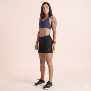 Shorts feminino esportivo Lupo Attack preto seamless com cós anatômico.
