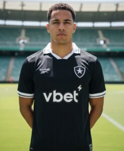 Camisa Botafogo Preta 2025 Reebok Oficial Masculina com gola polo branca e escudo da Estrela Solitária.