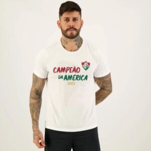 Camisa Fluminense Campeão da América 2023 branca com estampa comemorativa e escudo do clube