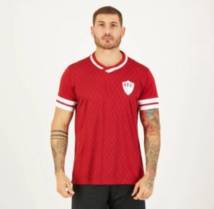 Camisa Fluminense Season Grená Braziline masculina vermelha com escudo do clube no peito
